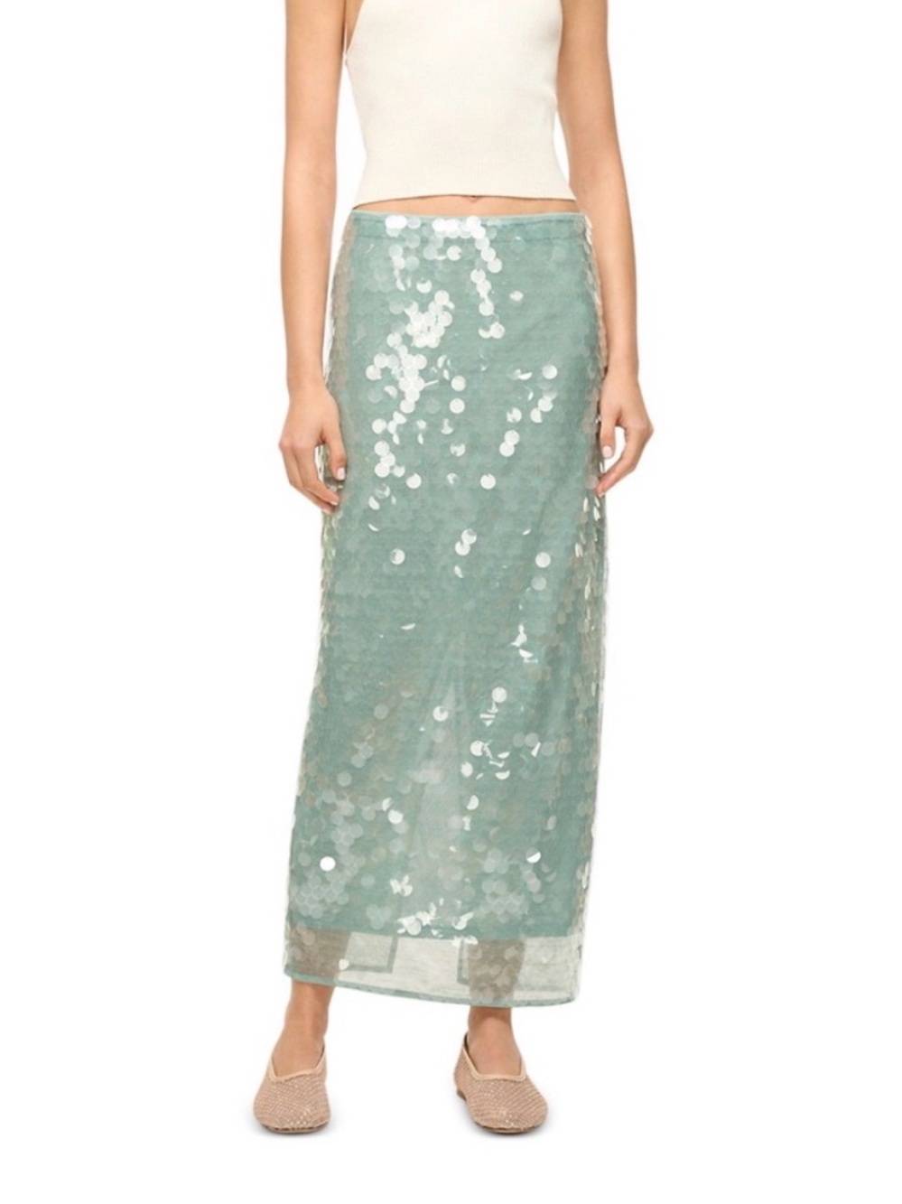 STAUD Sequin Casey Midi Skirt